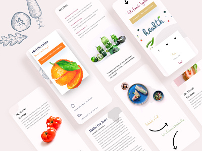 Dietitian - Mobile Pages android dietitian illustration ios mobile app mobile app design mobile design mobile ui product design responsive design template typography ui ux website