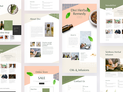 Herbal Remedy Template Design for Divi clean divi elegantthemes gradient herbal herbal products herbal remedy icon illustration layout pack minimal mobile app design product design template typography ui ux web design website wordpress