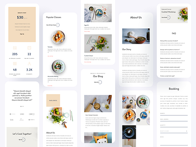 Cooking School - Mobile Responsive clean cooking cooking app cooking class cooking school divi elegantthemes mobile application mobile design mobile responsive mobile ui online cooking school online course online marketing online shop online shopping online store typography ui ux