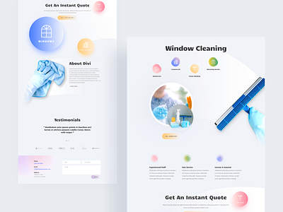 Window Cleaning - Sneak Peek cleaning cleaning app cleaning service cleaning website color palette divi gradient design housing services icon design illustration design product design service app template template design ui ux web design website window cleaning wordpress