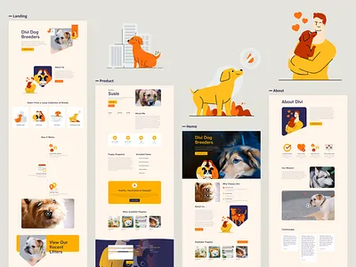 Dog Breeder Template Design for Divi divi dog dog art dog breeder dog breeds dog food dog icon dog illustration dog logo dogs illustrations sketch template typography ui ux website wordpress design wordpress theme yellow