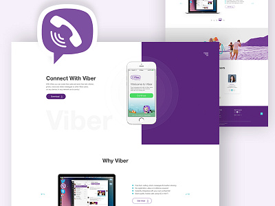 Viber Landing Page Concept app landing page dribbble best shot illustration landing page template viber