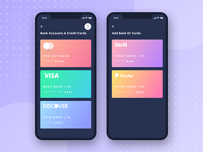 Banking App UI (Dark Version) bank banking card cards contacts dark finance financial ios iphonex send money transactions