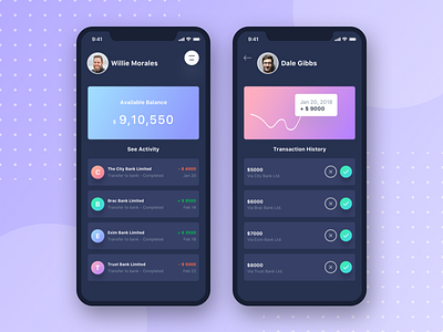 Banking App UI (Dark Version)