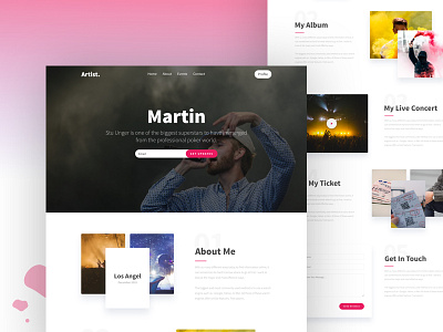 Artist Landing Page atrist band booking landing page music musician profile typography ui ux webdesign