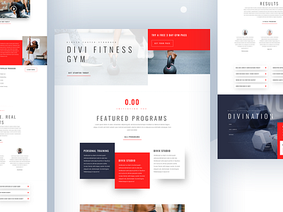 Fitness Gym Template Design for Divi 2018 cards clean design divi dribbble best shot fitness gym health homepage landing layout product template typography ui ux webdesign website wordpress