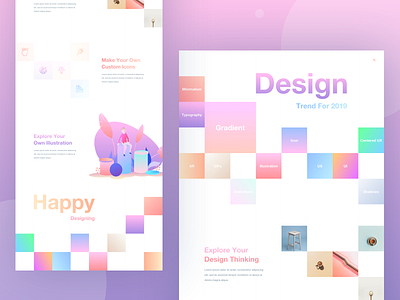 Design Trend For 2019 2019 branding card clean design gradient illustration landing page layout logo minimal product template trend typography ui ui ux design ux vector website