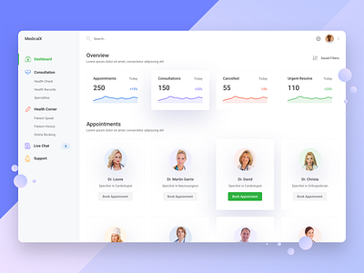 Medical Dashboard dashboard dashboard design dentist dentistry doctor gradient health health app health care healthcare hospital illustration landing page medical medical care medical design minimal saas ui ux website