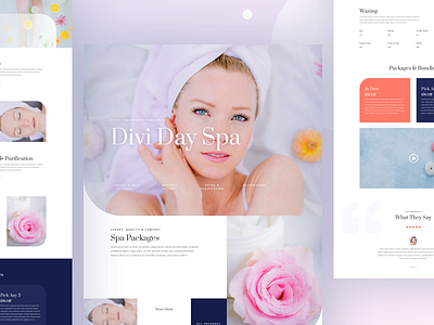 Day Spa Template Design for Divi beauty clean day spa divi homepage interface landing page layout luxury minimal relax spa template typography ui ux website wellness wordpress
