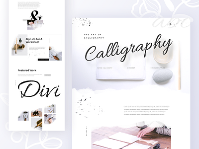 Calligrapher - Sneak Peek artist calligrapher calligraphy calligraphy and lettering artist calligraphy artist clean divi gradient hand lettering homepage illustrations landing page layout lettering template typography ui ux website wordpress