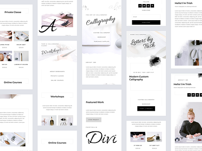 Calligrapher - Mobile Pages artist calligrapher calligraphy calligraphy artist clean divi gradient hand lettering illustrations layout lettering responsive responsive design responsive web design template typography ui ux website wordpress