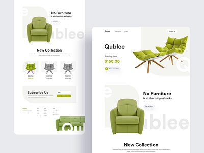 Qublee Landing Page cart chair clean ecommerce furniture furniture design furniture store interaction interior landing page layout minimal product product page shop typography ui uinugget ux website