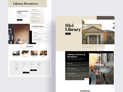Library Template Design for Divi clean divi landing page layout minimal template typography ui ux website wordpress
