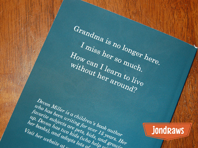 "I don't see Grandma anymore" back cover book design design illustration