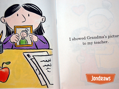 "I don't see Grandma anymore" spread book design graphic design illustration