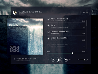 Daily UI #009 - Music Player 009 dailyui design interface music player seven lions ui visual