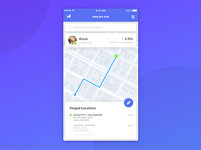 Daily UI 020 - Location Tracker daily design dog gps location map pets tracker ui ux visual