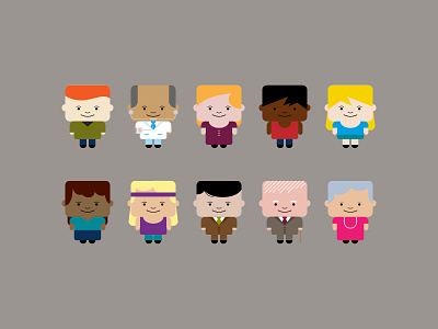 Block heads characters illustration people vector