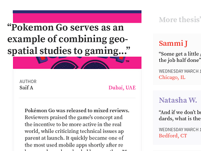 Article listings clean color typography