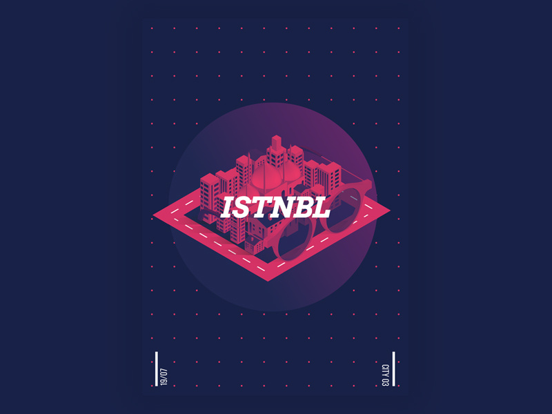 Istnbl isometric istanbul poster illustration