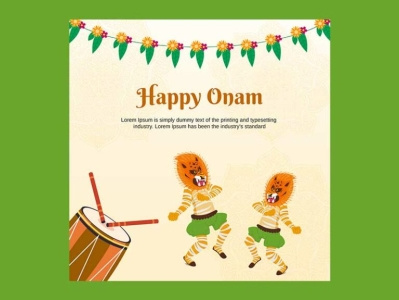 Happy Onam Festival with Dancing Cartoon Style Instagram Post festival happyonam onam onam festival