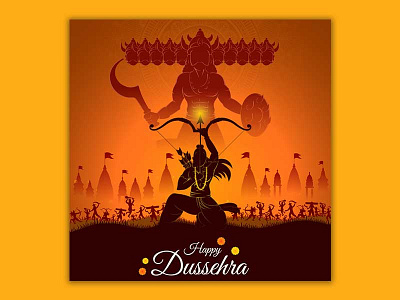 Happy Dussehra Background with Lord Rama Killing Raavan Creative branding dussehra vector graphic design vijayadashami images