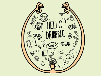 Hello Dribbble debut doodle first hello