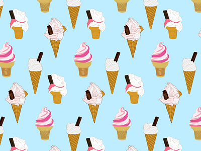 106d drawing flat ice cream ice cream cone illustration linear outlines pattern simple summer