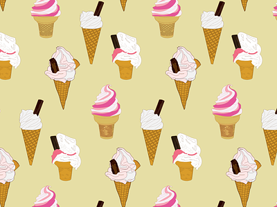 106e drawing flat ice cream ice cream cone illustration linear outlines pattern simple summer