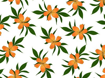 orangeFlowers2a drawing illustration linear pattern summer
