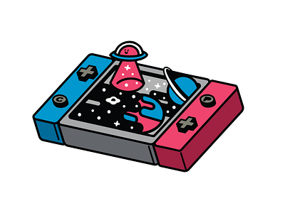 Nintendo Switch Space - Child's Play Enamel Pin Design adorable cute design digital illustration drawing enamel pin illustration ipad pro ipadpro merchandise design nintendo outer space planet space switch ufo video game video games