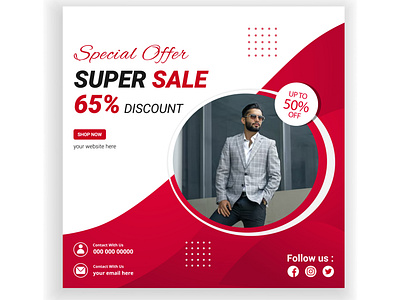 Fashion sale social media post design template