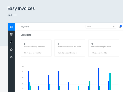 Easy Invoices Web analysis application clean dashboard graph interface platform ui ux