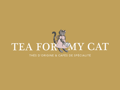 Tea For My Cat Logo brand identity branding cat cat logo logo tea brand tearoom teashop