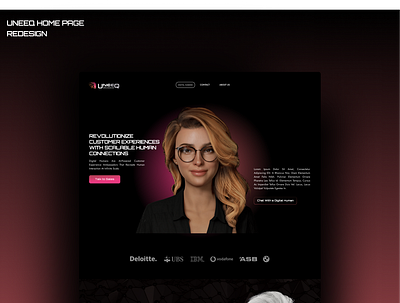 UNEEQ DIGITAL HUMANS- HOMEPAGE 3d ai artificialinteligence branding design holistic illustration revolutionary typography ui ux web website