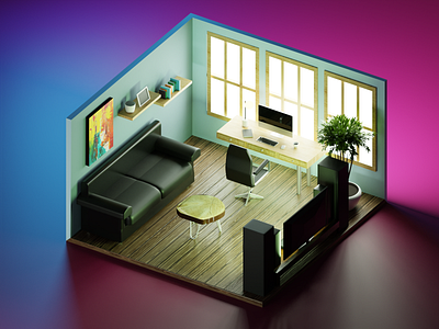 Home Office (Blender3d) 3d 3d art blender blender 3d blender3d blender3dart design