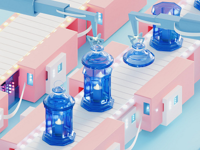 Lanterns Factory 3d 3d art blender blender 3d blender3d blender3dart c4d daily elegant illustration