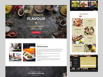 Flavour - Food & Drink Landing Page bootstrap css html responsive theme ui ux web design