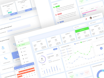 Web Application with Dashboard for Split test (A/B test) add new dashboard design line pie funnel bar chart ui ux web web application design