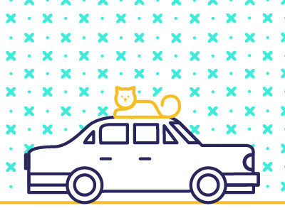 Illustration — Car & Miau art car cat digital geometric icon illustration juaniserrovalle shots ux vector web