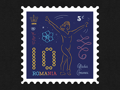 Stamp Art — Nadia Comaneci art design digital graphic icon illustration poster type typography ux vector vintage