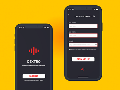 Dextro app sign up page UI app design graphic design ui ux