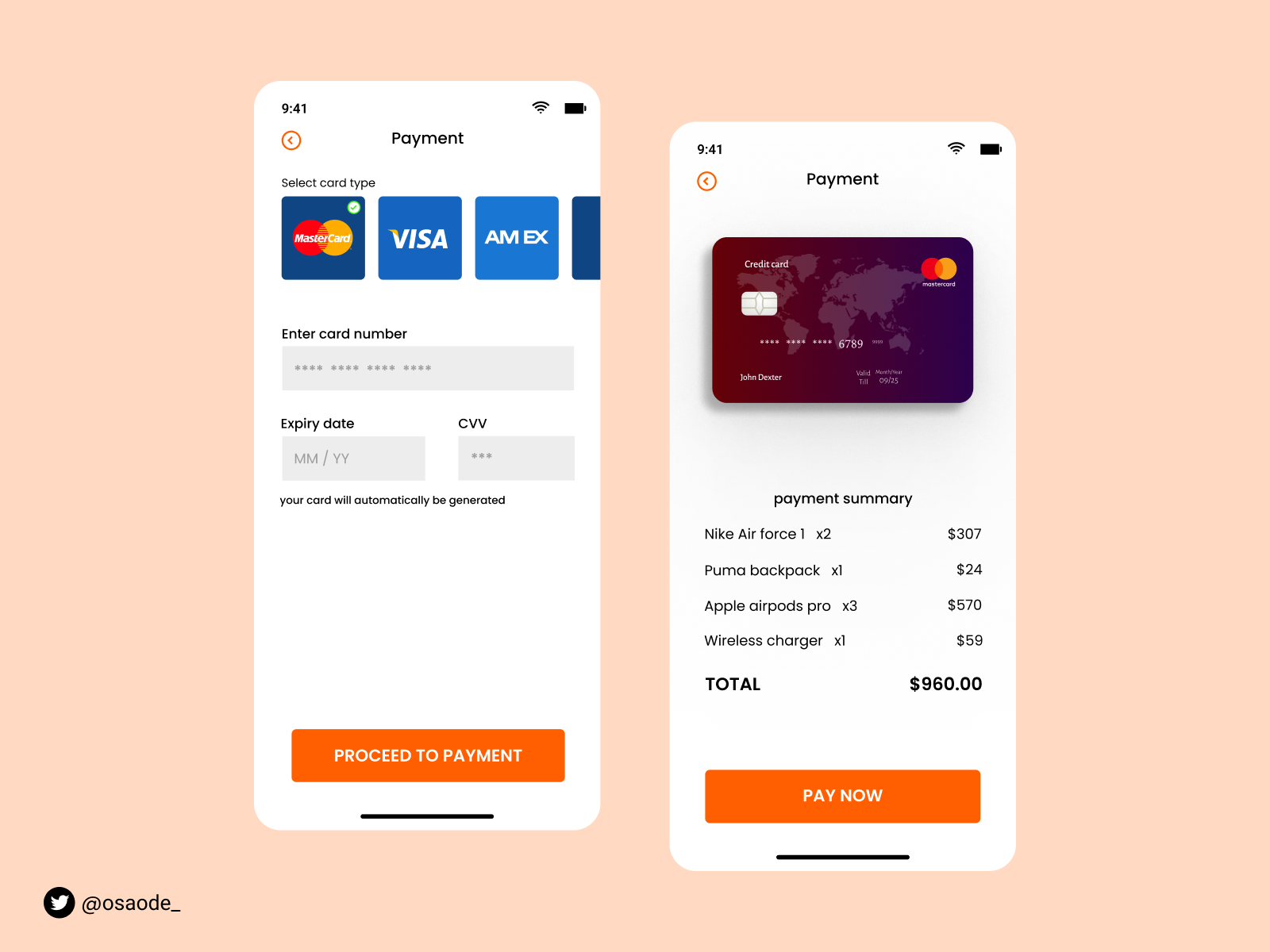 Credit card checkout page by Osaode Eghianruwa on Dribbble