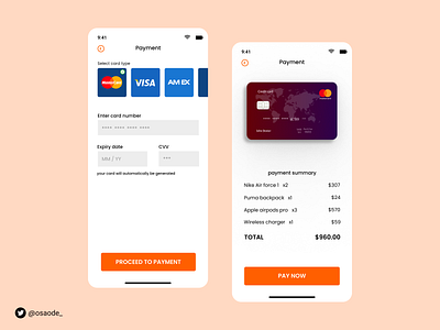 Credit card checkout page app branding design ui ux