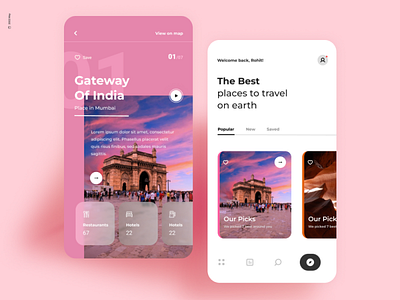 Ui Pink - Travel Mobile App Design app design business app business app design design india travel app mobile mobile app design online app pink app design places app design travel agency travel app design travel mobile app ui ux visual design