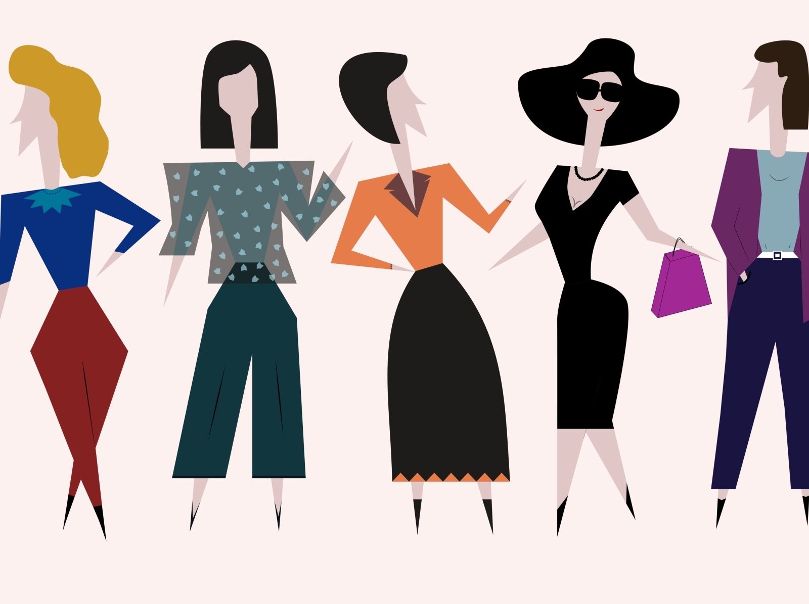 Fashion female flat characters by NortaFea on Dribbble