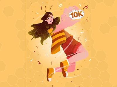10k followers 10k character characters design fly followers illustration illustrations instagram mojo mojobees