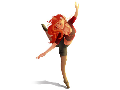 Dancer character characters color colorful dance dancer design draw face flat girl illustration photoshop redhair summer summertime sunny woman