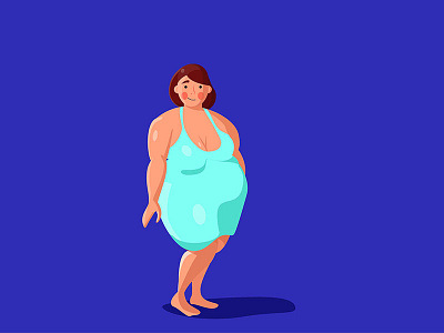 Fat Woman character cloth design fat flat illustration standing style woman