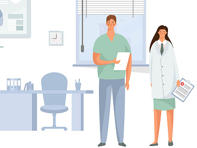 Doctors character design desk doctor health illustration window work